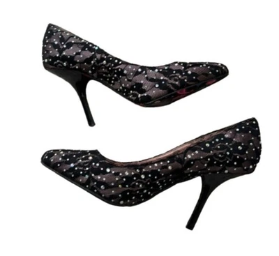 Betsyville 7 черный кружева Bejeweled высоких каблуках Little Wear женские туфли размер 7 - Изображение 1 из 4