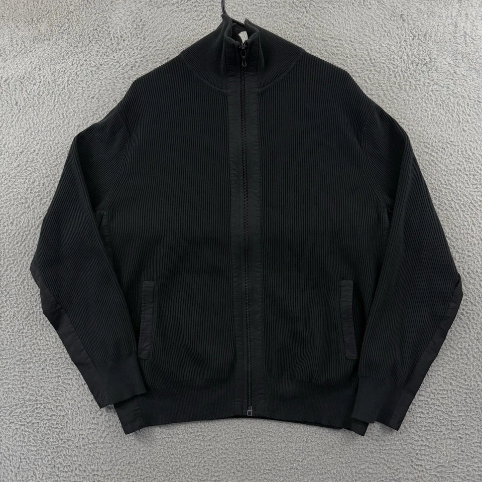 RAG & BONE Sweater Mens Large Black Zip Rib Knit Washed Dexter Andrew $328 NWT - Image 1 of 4