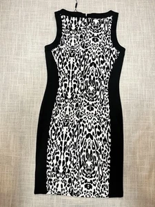 Kardashian Kollection Shift Dress Snow Leopard Print Medium *VTG 2013 Holiday* - Picture 1 of 10