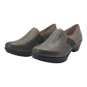 DANSKO Jessica Women's Gray Leather Slip-On Clogs Comfort Shoes Floral Trim 8.5 - Picture 1 of 8