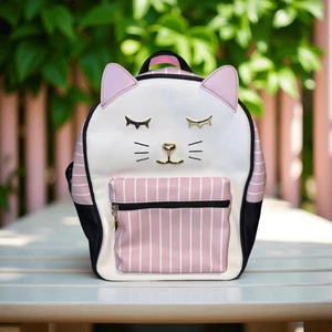 LUV Betsey Johnson Cat Pleather White Black Backpack - Picture 1 of 9