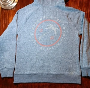 Rip Curl Hoodie Mens Medium Heather Blue Fade Beach Surfing Pullover Lightweight - Picture 1 of 9