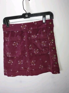 Free People Size 0 Purple/Burgundy Side Button Front Pockets Velvet Mini Skirt - Picture 1 of 9