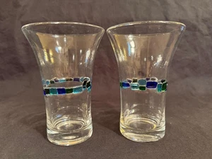 Mundgeblasenes Kunstglas 2 - 6" Becher mit verschmolzenem Farbglas - gebraucht, in einwandfreiem Zustand - Bild 1 von 10