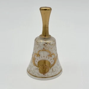 Imperlux Bohemia Glasglocke 50er Jahre Weißgold handbemalt Kristallklöppel - Bild 1 von 11