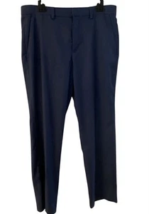 Savane Mens Dress Pants 32x30” Navy Micro Houndstooth Flat Front Straight  leg  - Picture 1 of 9