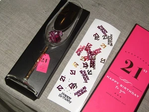 21st Birthday Wine Glass Gift New in Box 25cm Tall with Silver Confetti - Picture 1 of 8