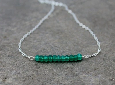 Collana da 18" con catena in argento sterling con pietre preziose Rondelle... - Immagine 1 di 4