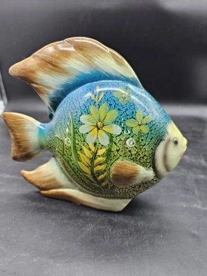 "Estatuilla de pez pintada a mano de cerámica 8"" X 7"" decoración pez ángel" Foto 1 de 4