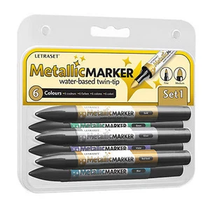 Letraset Marcadores Metálicos - Juego 1 - 6 x Marcadores Promarcadores Color Metálico - Imagen 1 de 1