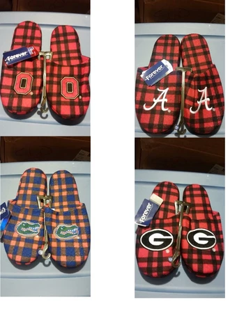 NCAA Football Team Logo Mens Flannel slippers House Shoes - Pick Your Team! Cover