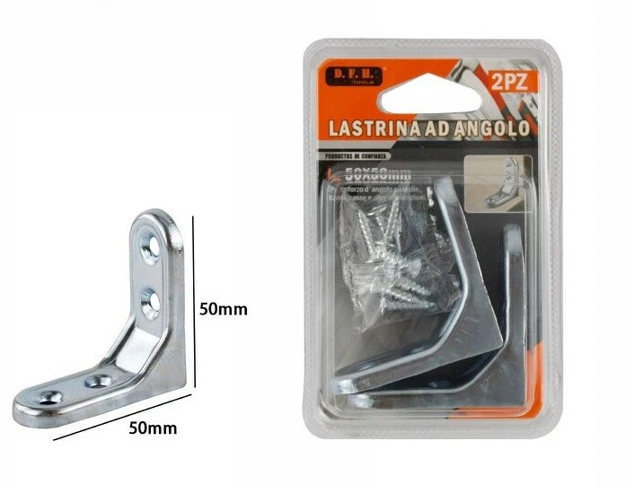 z Set 2 Pezzi Lastrina Ad Angolo 50x50mm Sostegno Staffa Angolare dfh - Immagine 1 di 1