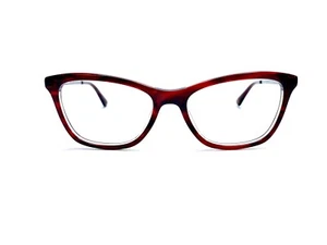 Anne Klein Red Clear Cat Eye Glasses Silver Metal Temples AK5052 52 16 135 - Picture 1 of 8