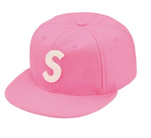 Supreme Ebbets S Logo Fitted 6-Panel Hat Pink Size 7 5/8 SS23 BRAND NEW - Picture 1 of 7