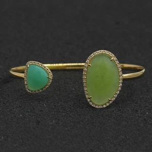 Bracciale in argento sterling 925 gioielli oliva calcedonio crisoprasio calci... - Foto 1 di 4