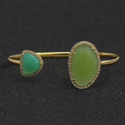 Bracciale in argento sterling 925 gioielli oliva calcedonio crisoprasio calci... - Immagine 1 di 4