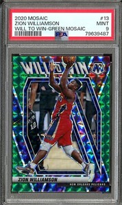2020 Mosaic Zion Williamson Will To Win Green Mosaic PSA 9 Mint #13