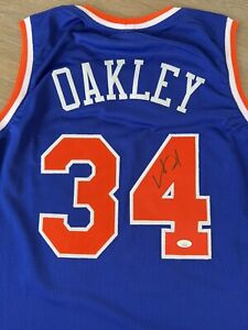 Charles Oakley Signed Auto New York Knicks Blue Custom Jersey JSA COA