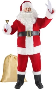 Boveco Christmas Santa Claus Men Adult 11Pcs Deluxe Velvet Suit Outfit Costume,M - Picture 1 of 9