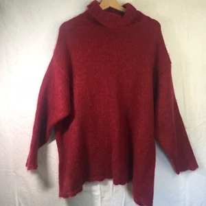 Brick Red Turtleneck Sweater Size L Espirit Essentials Mohair Blend - Picture 1 of 11