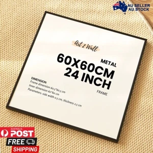 Black Square Frame 60x60cm Frame & Hanger Picture 24 inch Metal Photo Frame - Picture 1 of 10