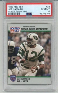 1990 PRO SET SUPER BOWL 160 #34 JOE NAMATH CARD NEW YORK JETS PSA 10 LOW POP - Picture 1 of 2