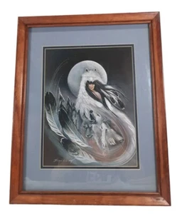 Framed 8x10 Carole Bourdo Woman of the Wolves 1995 Limited Matted Native Art - Picture 1 of 6