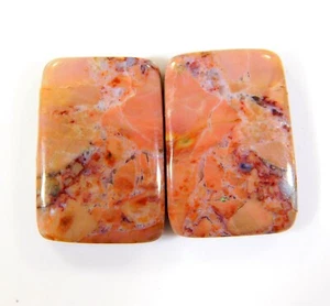18 Ct Natural Polygram Pair Radiant Cabochon Gemstone Earring Making CB=0125 - Picture 1 of 7