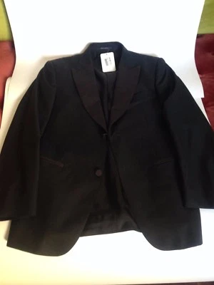 Novo sem etiquetas Smoking Masculino Zegna Preto Jantar Blazer de Lã Pin Lapela 36 (46) Ventilação Dupla  - Imagem 1 de 4