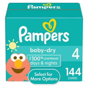 Baby Dry Baby Diapers Size 4, 144 Count (Select for More Options) - Picture 1 of 11