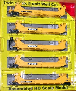 HO A-LINE 47601-09 TWIN STACK CONTAINER CAR 5-PACK TTX DTTX # 63343 BROKEN TRUCK - Picture 1 of 2