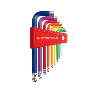 9pcs 212.H-10 RB CN Ball End Hex L-Key Wrench Set Short Rainbow Made in Swiss - Picture 1 of 2