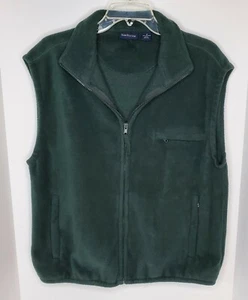 Van Heusen Mens Vest Hunter Green Full Zip SZ Med Fleece 3 Pockets Soft - Picture 1 of 11