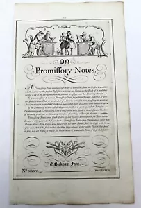 George Bickham The Universal Penman Calligraphy Page "On Promissory Notes" 1738 - Picture 1 of 6
