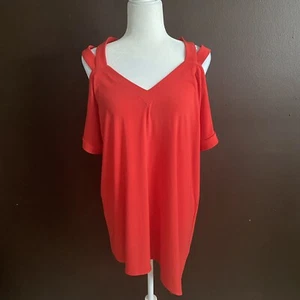 Blusa para mujer Picadilly talla XXL hombro frío asimétrica torso naranja rojo - Imagen 1 de 5