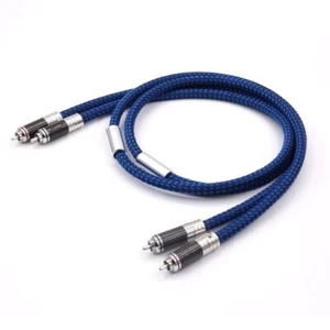 Pair RCA Cable 6N Silver Plated Audio Video Cord with Rhodium Plated RCA Plug - Afbeelding 1 van 5