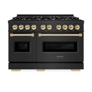 ZLINE 48" Double GAS Oven Range GAS Cooktop BLACK Stainless STEEL CGRBZ-48-G - Picture 1 of 10