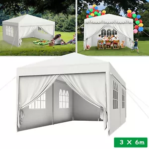 3x6m Klappzelt Festzelt Faltpavillon Partyzelt Pavillon Garten mit 6 Seitenteile - Bild 1 von 13