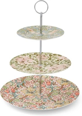 Spode Morris & Co 3 Camadas Suporte para Bolo Alça StrawberryThief/Honeysuckle/Lilly NOVO - Imagem 1 de 4