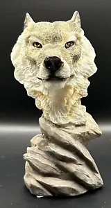 Weiß und grau 6 1/2" Statue Wolfskopf Büste - Bild 1 von 3