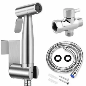 Stainless Steel Handheld Bidet Spray Shower Head Shattaf Toilet with Hose Kit - Picture 1 of 9