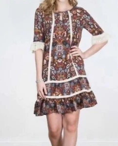 Matilda Jane Intermission Dress LARGE Floral Bohemian Boho Cottage Core Lace - Picture 1 of 11