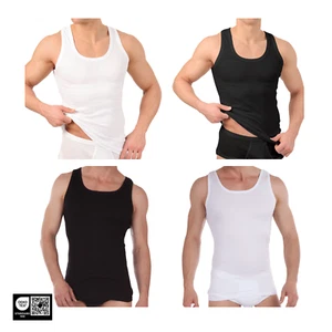 Camisetas interiores de hombre 4-6-10 piezas negro blanco orgánico acanalado fino doble acanalado talla M - 6XL - Imagen 1 de 20