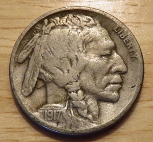 1917-D Buffalo níquel *3/4 cuerno en estado bastante bueno* *buen tono original resistente* - Imagen 1 de 2