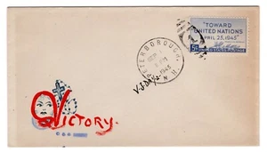 WWII Patriotic 1945 Peterborough NH - Hand-drawn V-J Day - Picture 1 of 2
