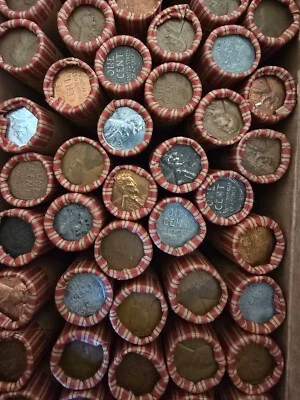 Sealed Wheat Penny Roll! Wheat Cent Lot 1909-1958 50 Vintage Coins PDS Steel USA - Image 1 of 4