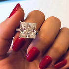 925 Silver Ring Charm Princess Cut Cubic Zircon Jewelry Women Gift Sz 6-10