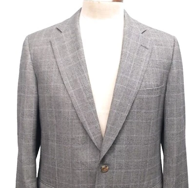 Paul Stuart 42 43 Cashmere Wool Gray Purple Glen Plaid Blazer Sport Jacket Coat  - Image 1 of 4