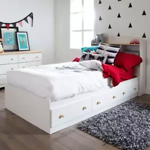 NEW Summertime Twin Storage Bed 39'' with 3 Drawers, White and Maple - Picture 1 of 8