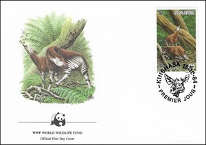 Okapi Verwandter der Giraffe Okapia Johnstoni Wildlife Zaire FDC Cover 1984 - Bild 1 von 1